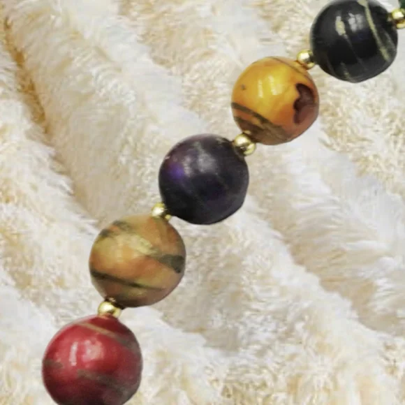 Handpainted Multicolor Beads Necklace - Picture 10 of 12